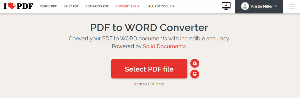 iLovePDF PDF to Word Converter
